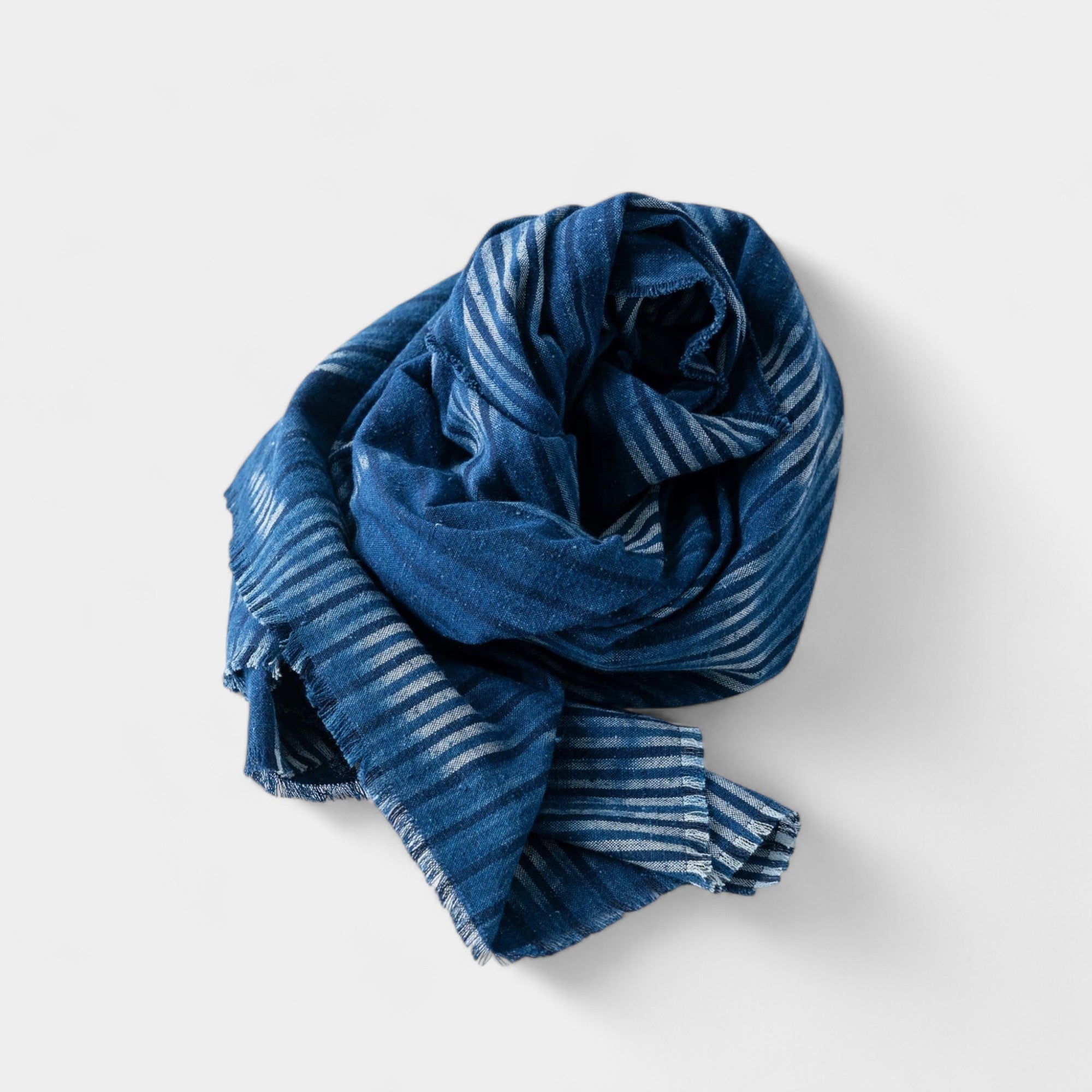 Indigo Persimmon Dyed Stole, Sea Roar - Blue